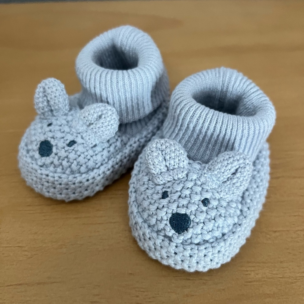 Adorable Gray Knit Baby Booties